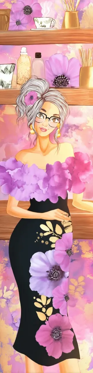 Free printable floral dress pose bookmark