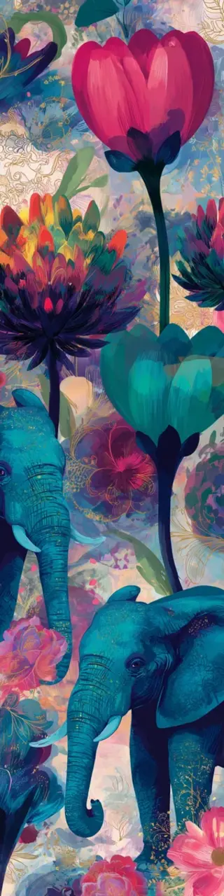 Free printable floral elephant bookmark