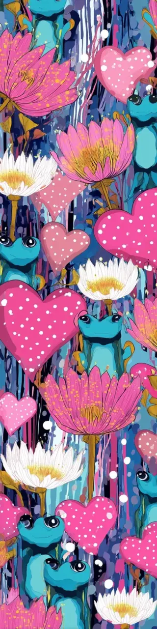 Free printable floral frogs bookmark