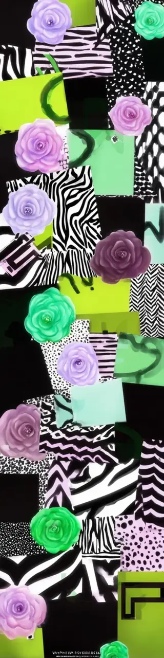 Free printable floral green and black squares bookmark