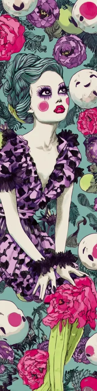 Free printable floral sitting woman bookmark