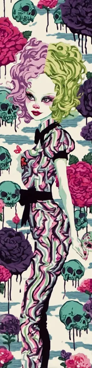 Free printable floral standing woman bookmark