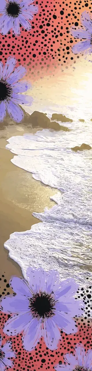 Free printable flower border beach bookmark