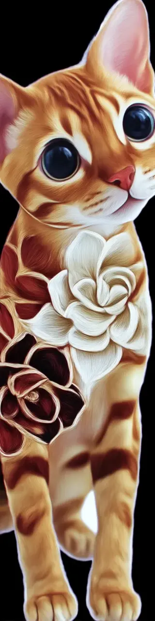 Free printable orange cat with flower chest bookmark