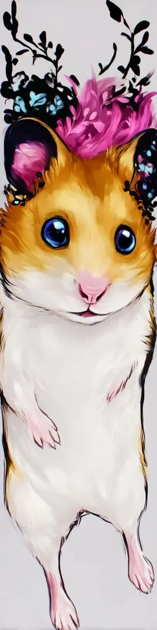 Free printable hamster with flower head bookmark