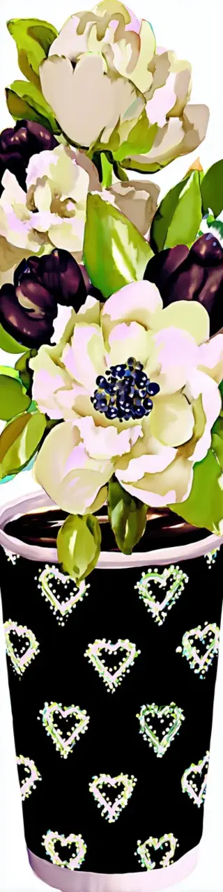 Free printable flowers in a coffee cup bookmark