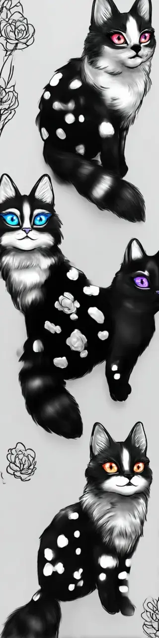 Free printable four black cats on white bookmark