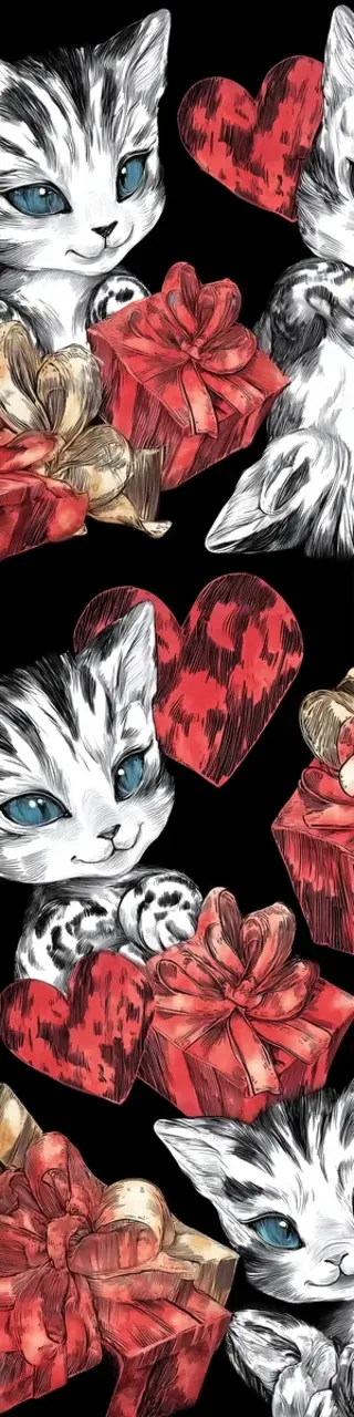 Free printable four cute cats and presents bookmark