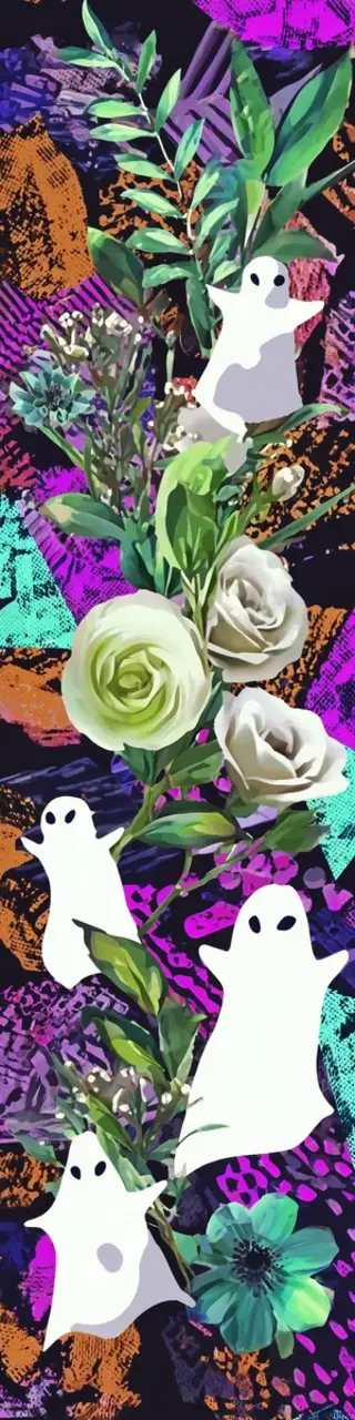 Free printable four ghosts floral bookmark