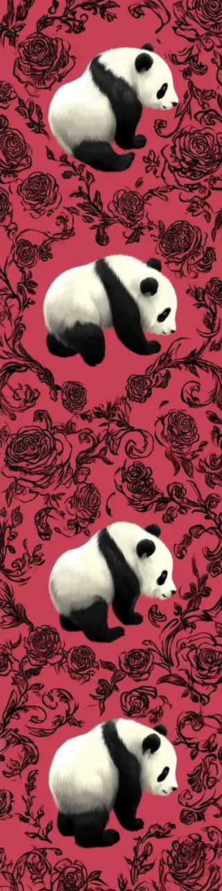 Free printable four pandas red bookmark