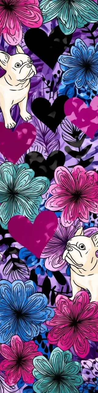 Free printable French bulldog floral bookmark