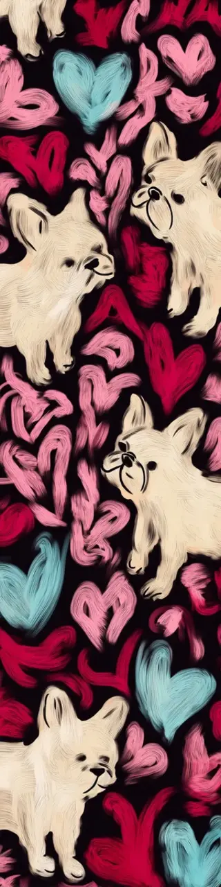 Free printable Frenchies hearts valentines bookmark