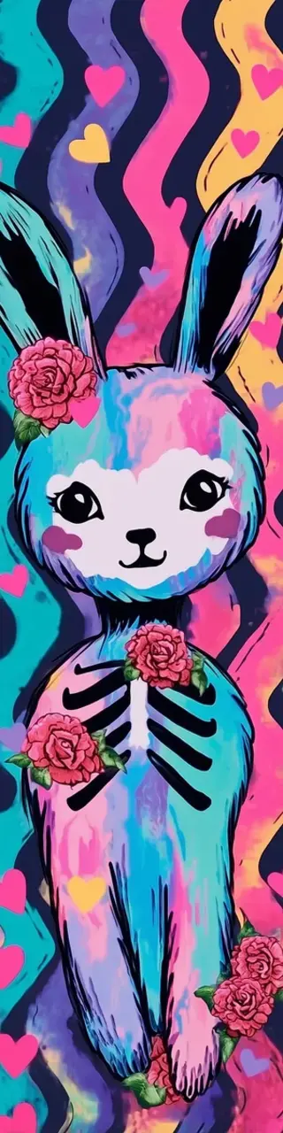 Free printable friendly colorful rabbit bookmark