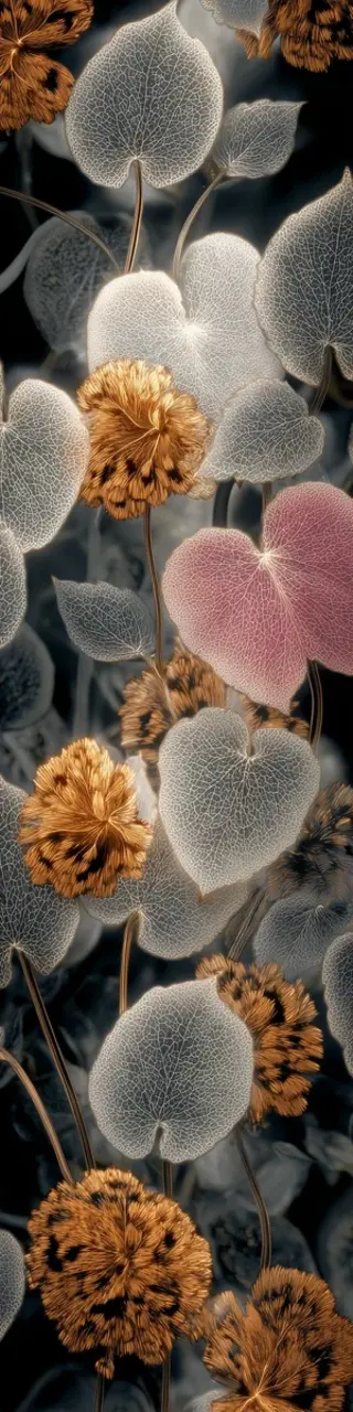 Free printable fuzzy gray and pink leaves bookmark