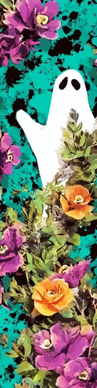 Free printable ghost floral teal bookmark