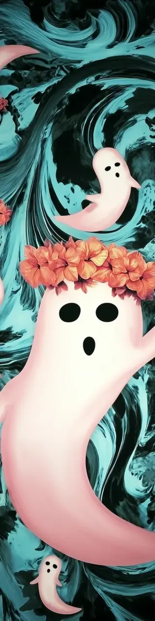 Free printable ghost swirl waves bookmark