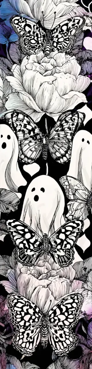 Free printable ghosts floral butterflies bookmark