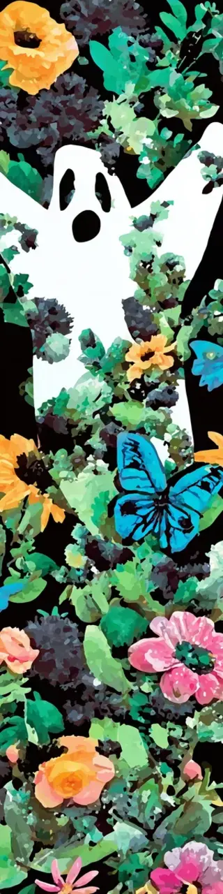 Free printable ghosts say boo behind flowers bookmark