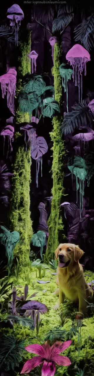 Free printable golden retriever and jellyfish jungle bookmark