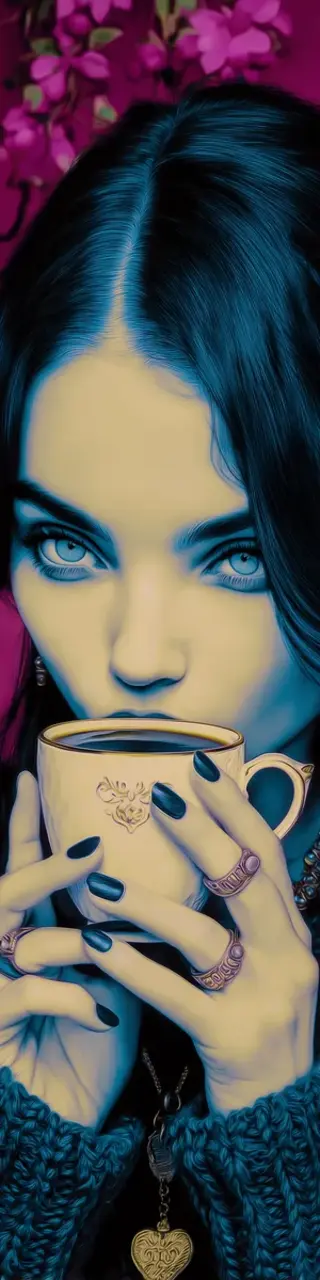 Free printable goth sipping coffee bookmark