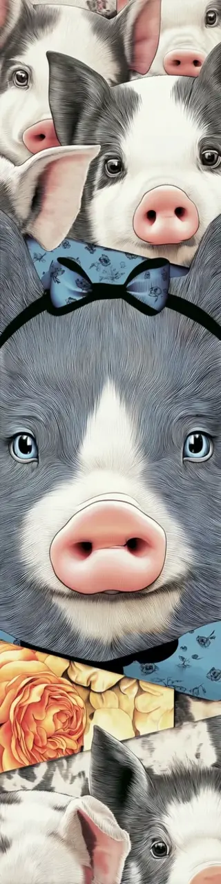 Free printable gray face pig bookmark