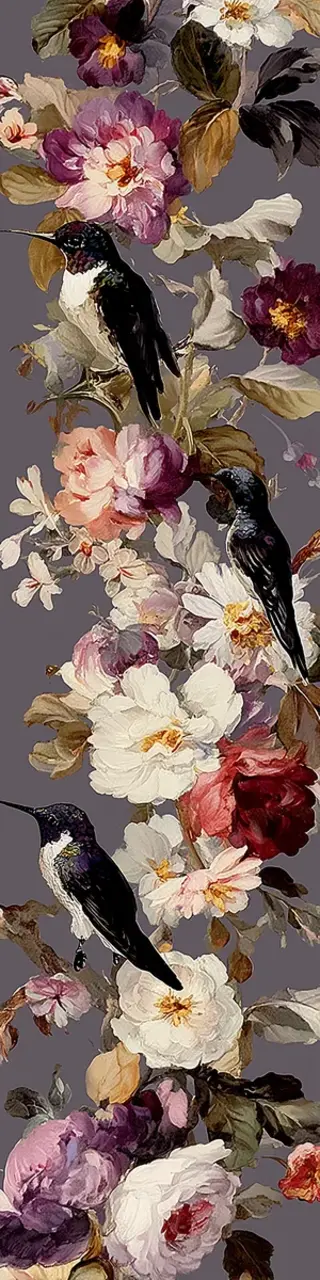 Free printable gray floral birds bookmark