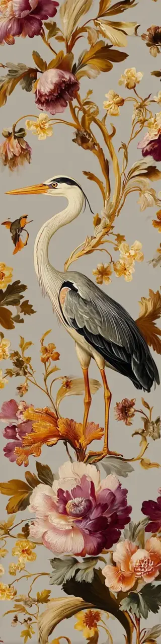 Free printable gray heron floral bookmark