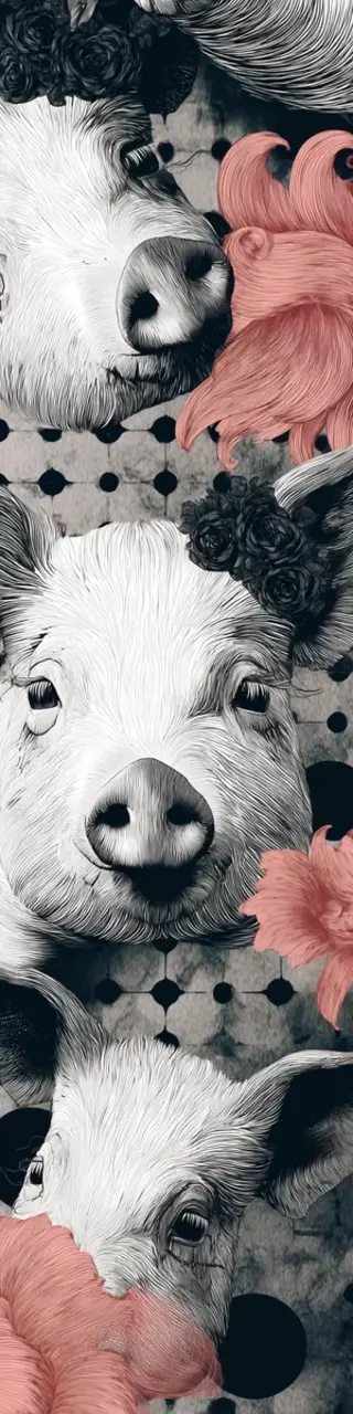 Free printable gray pink pig faces bookmark