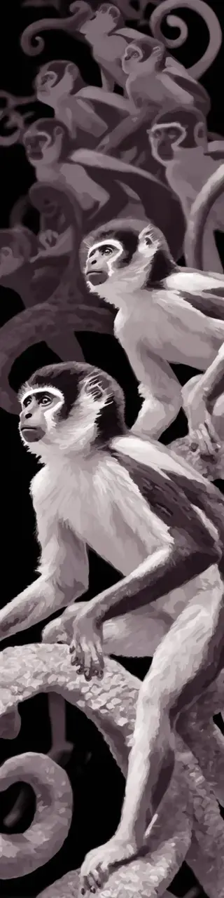 Free printable gray totem pole monkeys bookmark