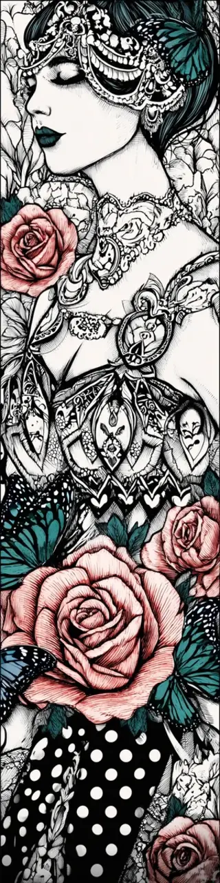 Free printable green and pink woman coloring bookmark