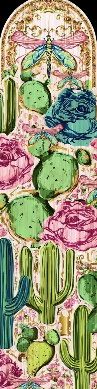 Free printable green cacti and dragonfly bookmark