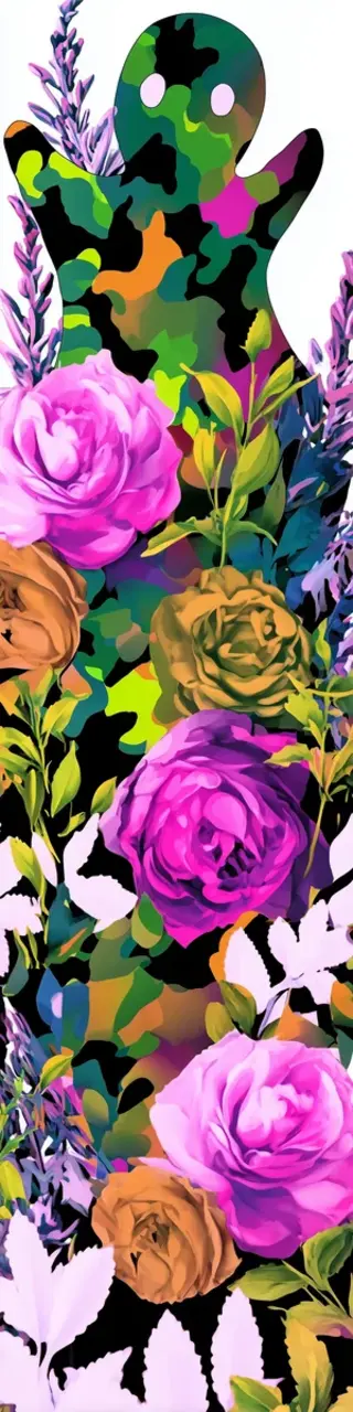 Free printable green ghost with top bouquet bookmark