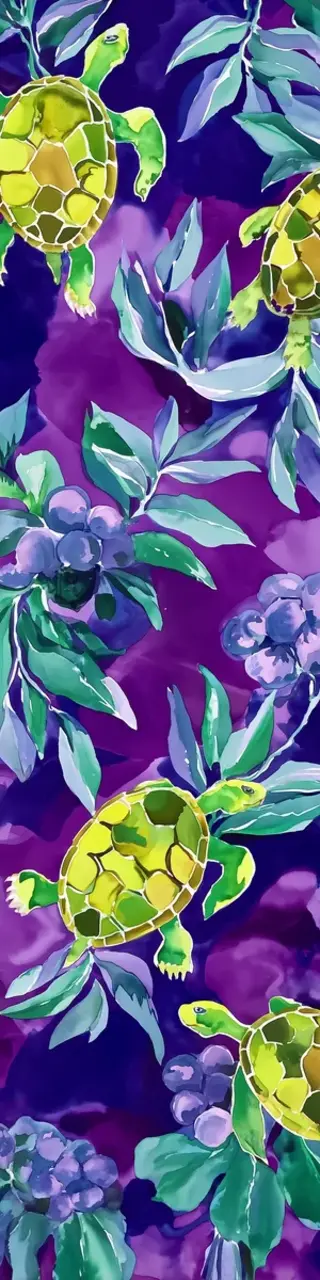 Free printable green turtles on purple bookmark