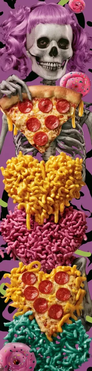 Free printable halloween skeleton pizza bookmark