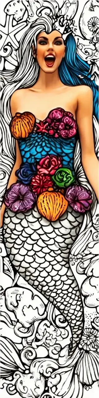 Free printable happy mermaid coloring bookmark