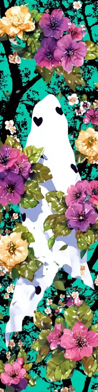 Free printable ghost hiding with heart bookmark