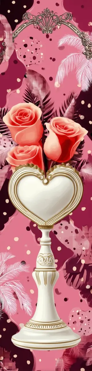 Free printable heart stand with roses bookmark