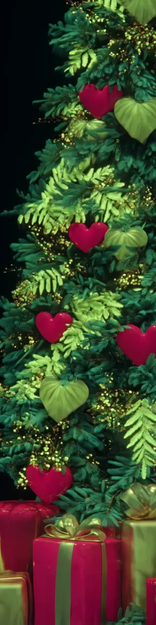 Free printable hearts Christmas tree with plants bookmark