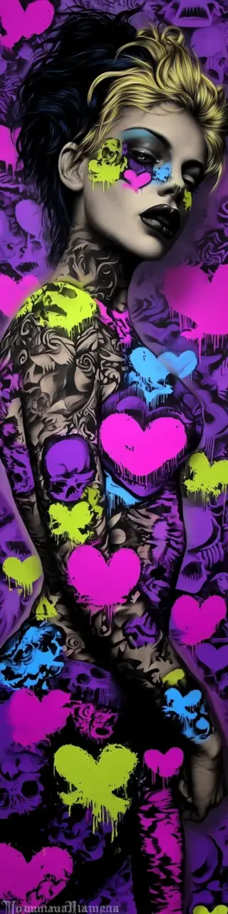 Free printable hearts purple dark theme woman bookmark