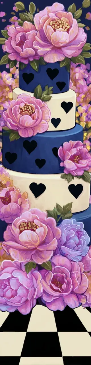 Free printable hearts layered floral cake bookmark