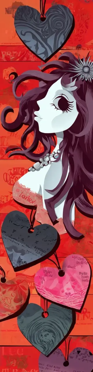 Free printable hearts on red bookmark