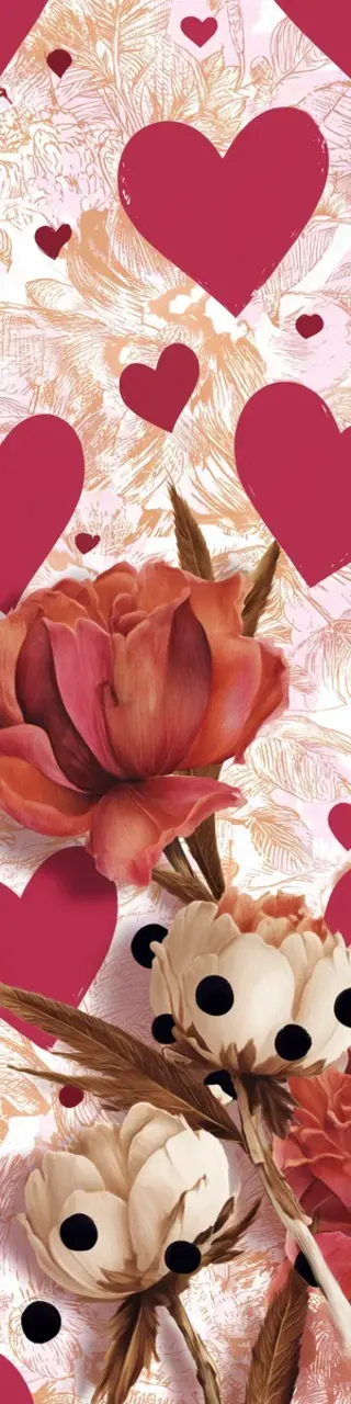 Free printable hearts and roses polka dot valentines bookmark