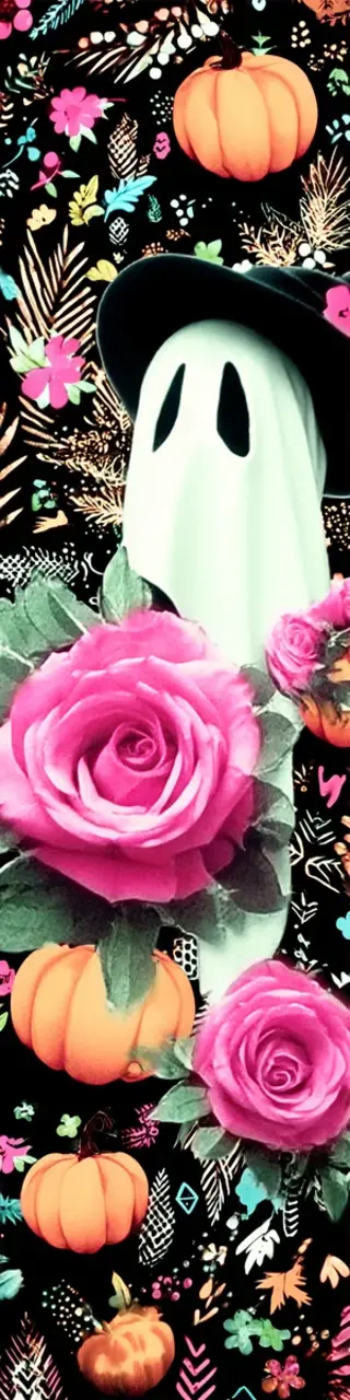 Free printable hidden hat ghost on black bookmark