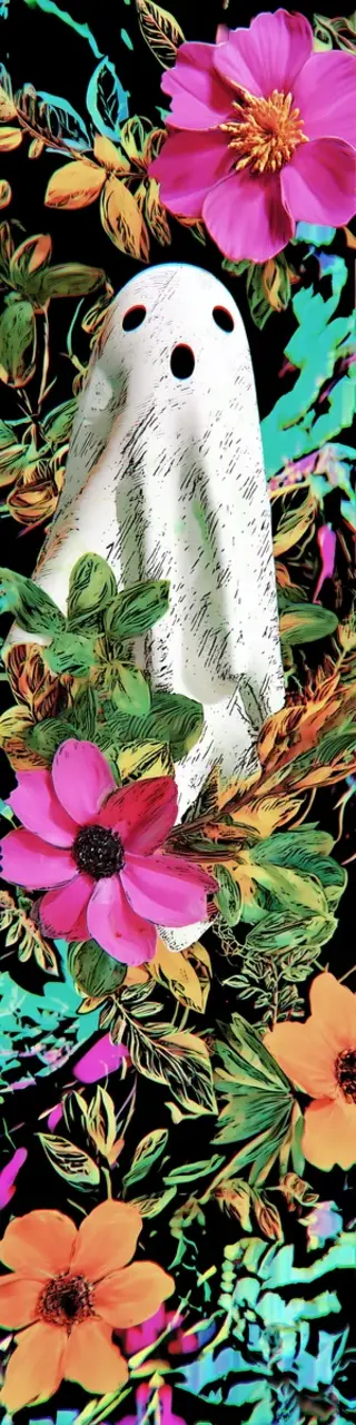 Free printable hiding ghost floral bookmark