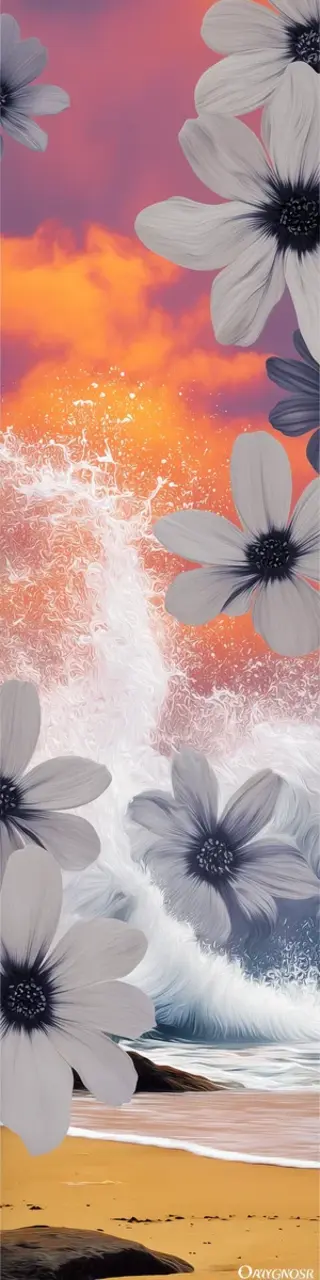 Free printable high splash and flowers beach bookmark