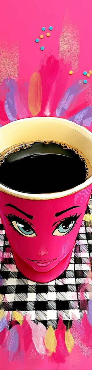 Free printable hot pink checker coffee bookmark