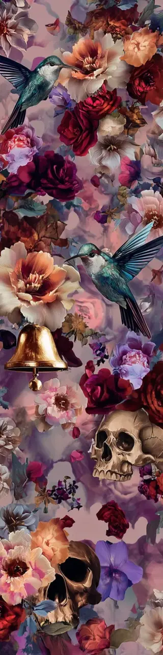 Free printable hummingbird with flowers bookmark