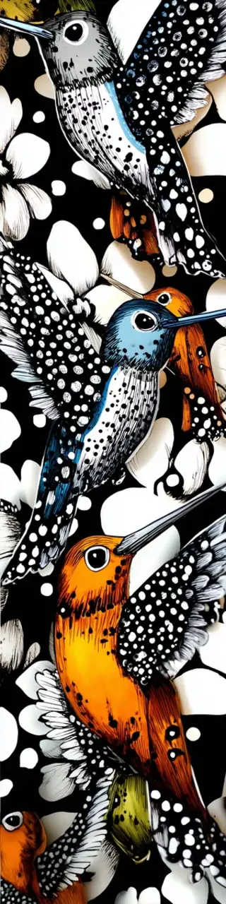 Free printable hummingbirds on white and black background bookmark