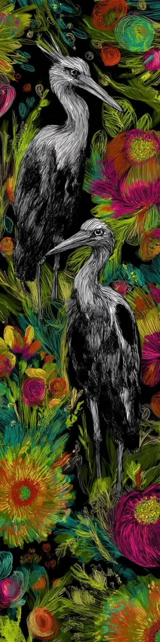 Free printable impactful herons maximalist dark bookmark