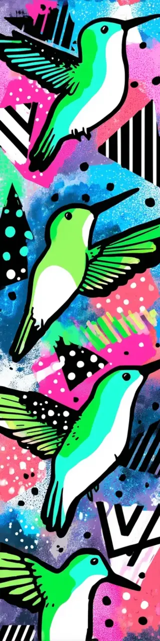 Free printable ink drawn hummingbirds bookmark